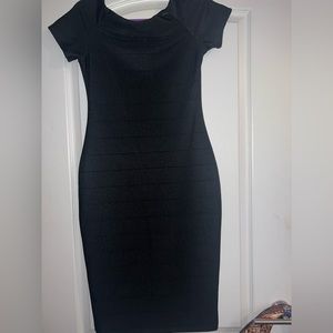 HAUTE MONDE RIBBED BLACK DRESS - LG